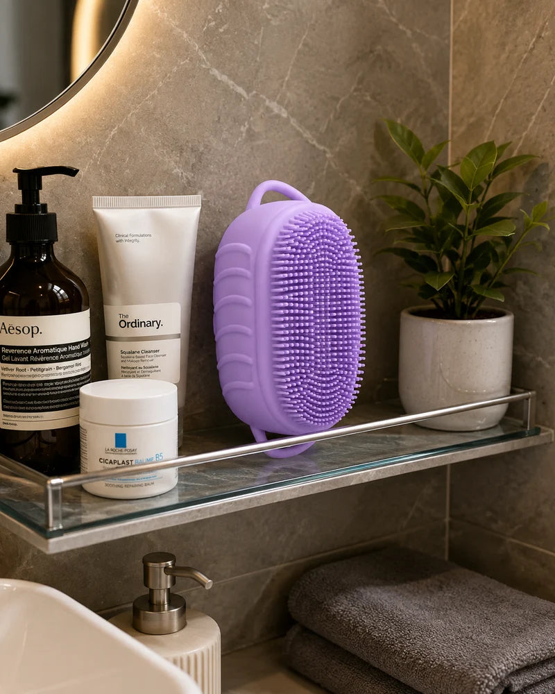 Silicone Body Scrubber & Exfoliating Bath Brush – 2-in-1 Shower Body and Scalp Massager