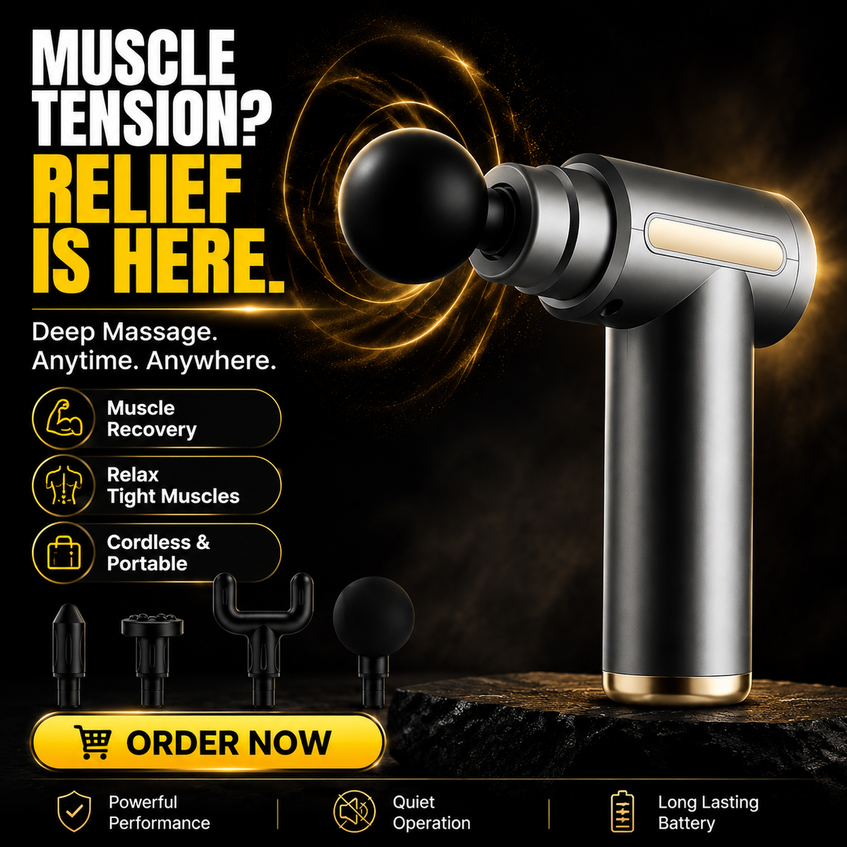 Cordless Massage Gun – Deep Tissue Massager